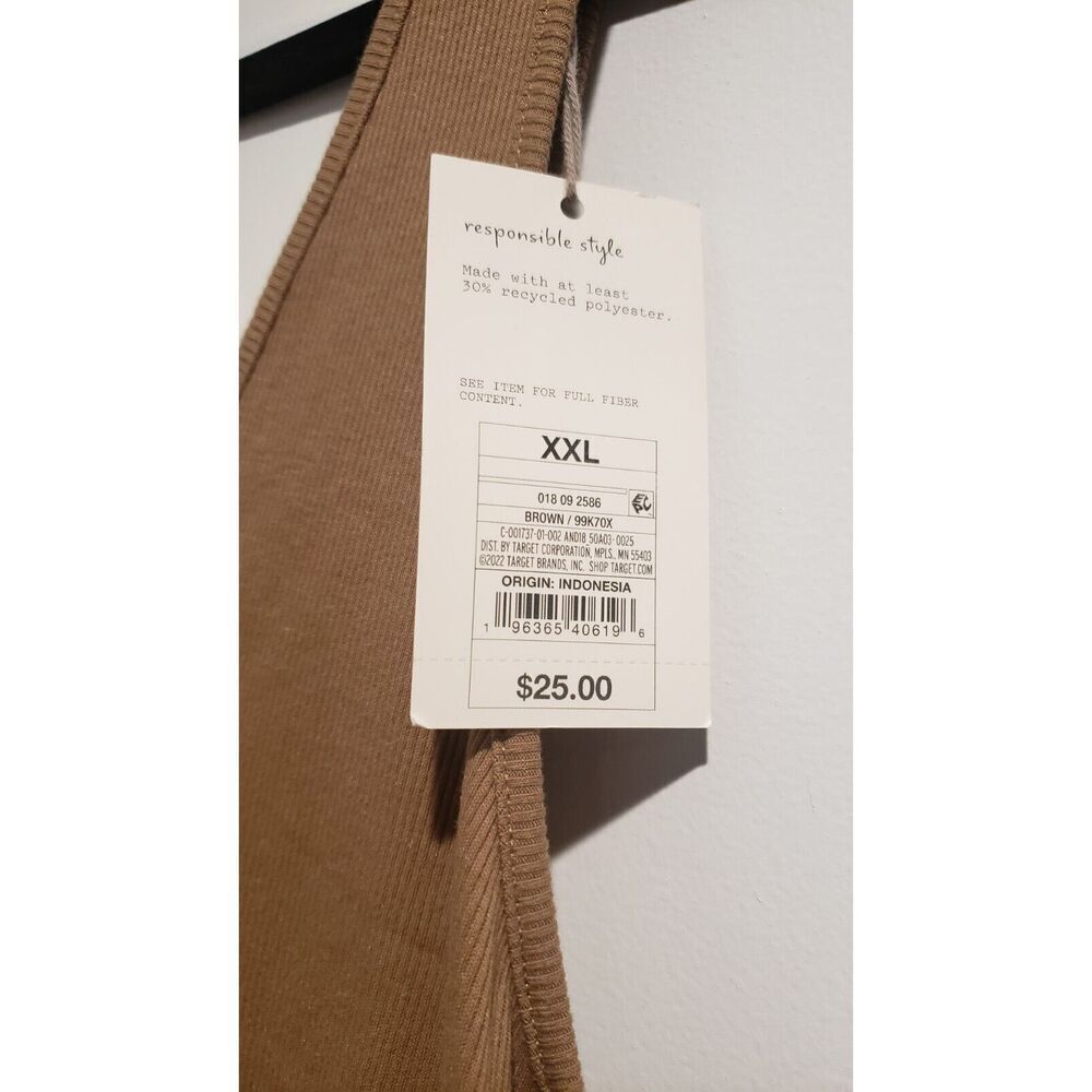 Women’s A New Day XXL Dress Brown Tank Ruched Side Sleeveless Midi NWT - Picture 5 of 10